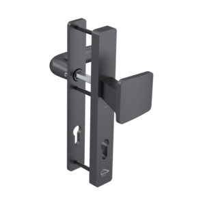 Smal deurbeslag knop/kruk gun metal